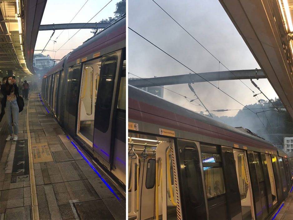 大學站月台路軌位置冒煙 東鐵綫服務受阻