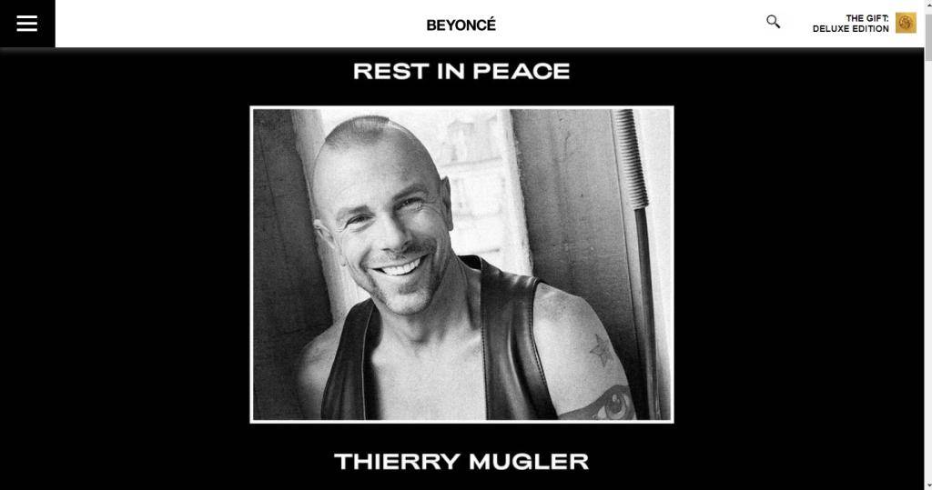 法國時裝設計師Thierry Mugler離世享年73歲  Beyonce留言悼念