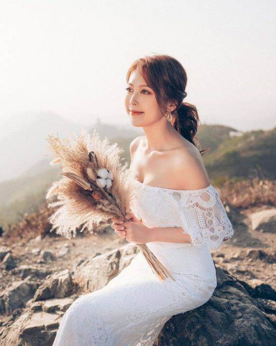 「御用丫鬟」陳婉婷飛英國披嫁衣 低胸TubeTop露事業線超搶鏡