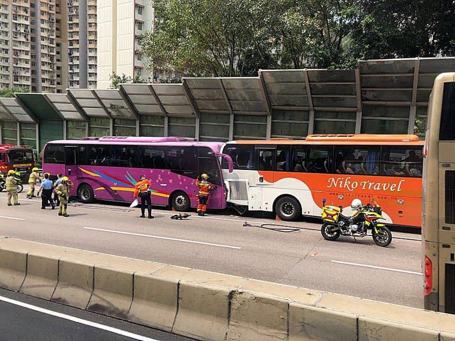 將軍澳隧道4旅遊巴1貨車相撞 涉逾200學童 至少75人傷