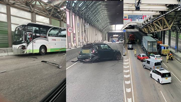 屯門公路私家車與旅遊巴相撞   一人受傷
